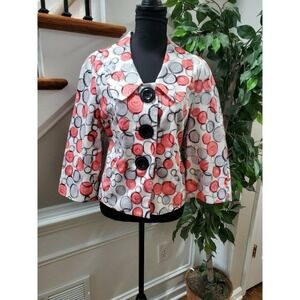 Andre Oliver Women's Multicolor Cotton Long Sleeve Three Buttons Jacket Size 12